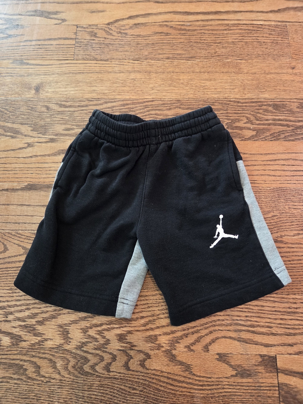 Jordan-  Black Shorts with Gray Side Panels and White Jumpman- Size 4-5 Years